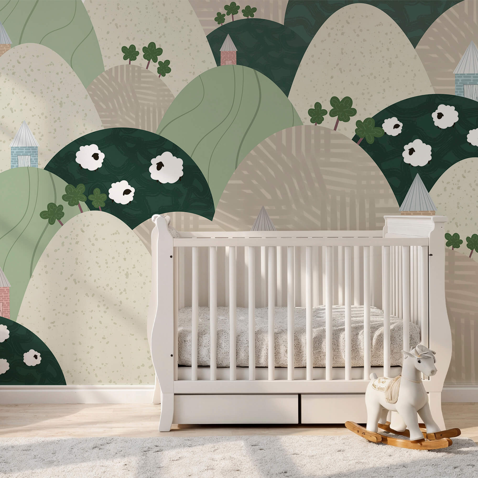 Landscape with hills and flowers