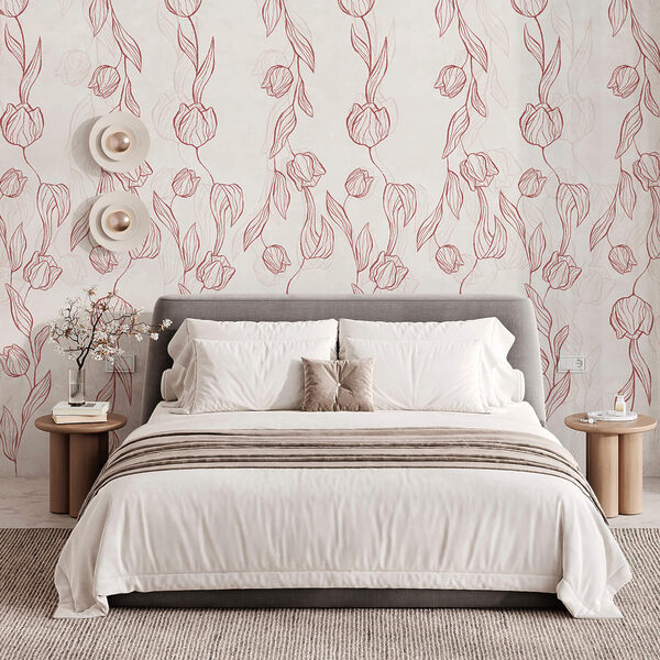 Wall murals Wall murals Pattern of flowers and leaves (SKU: t00433)