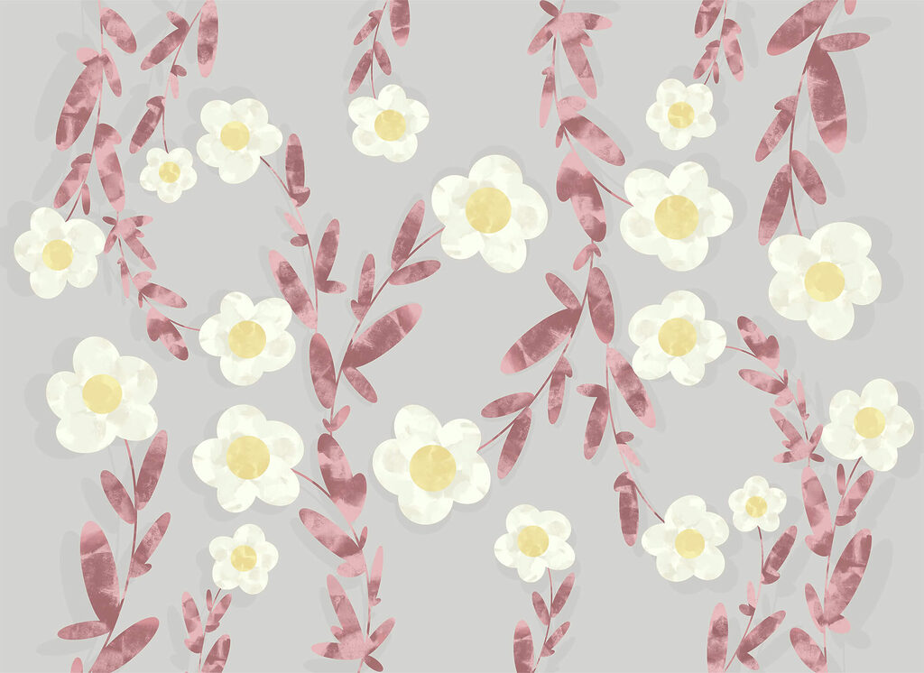 Pattern of white and yellow flowers