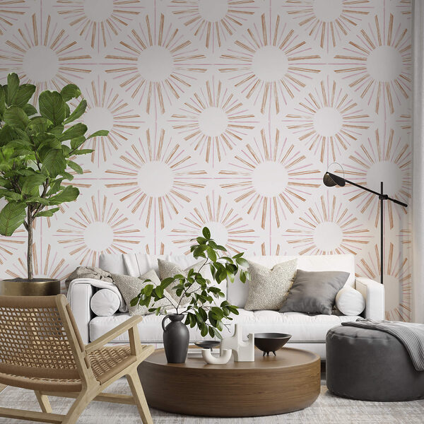 Wall murals Wall murals Pattern of orange and white lines (SKU: t00436)