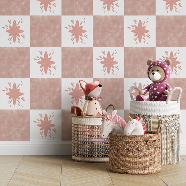 Pattern of pink squares with white squares