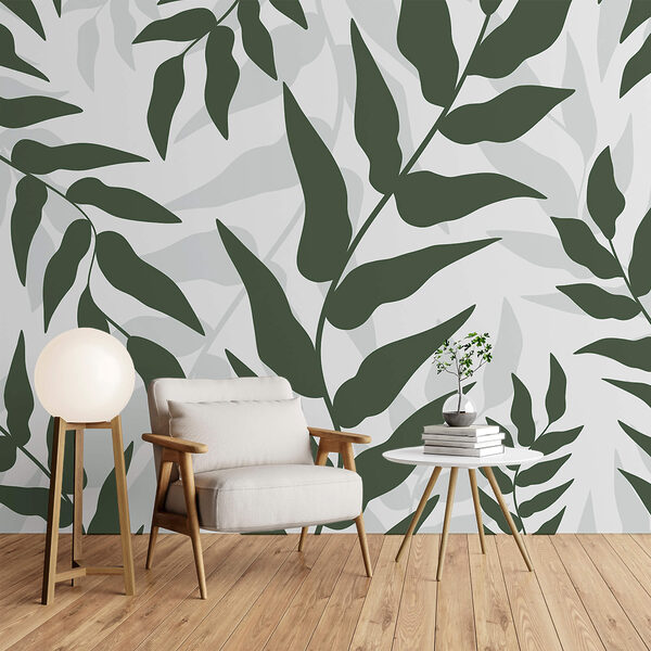 Pattern of leaves on a white background