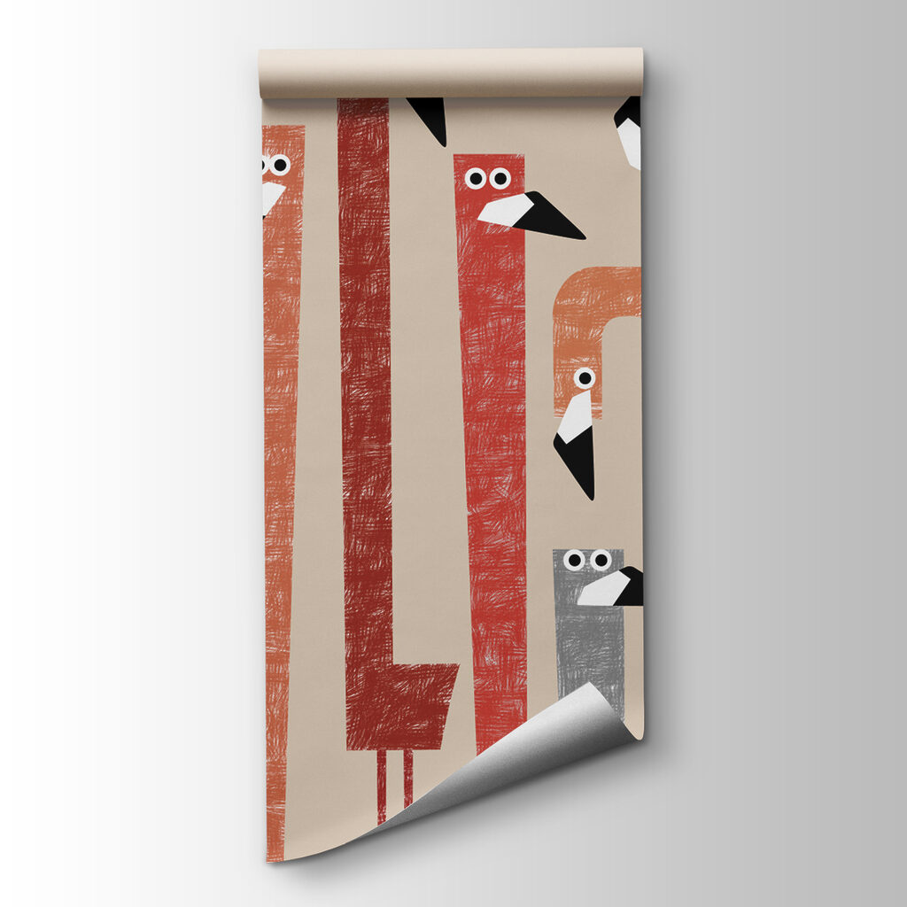 Group of birds with different colored shapes