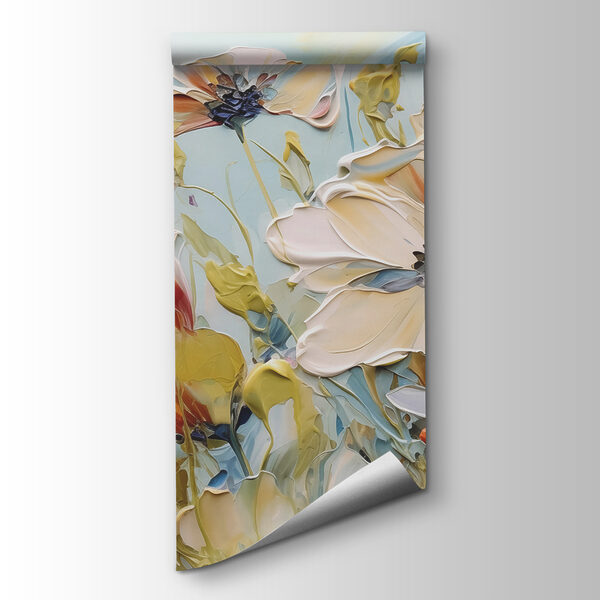 Painting of flowers on a blue background Painting of flowers on a blue background