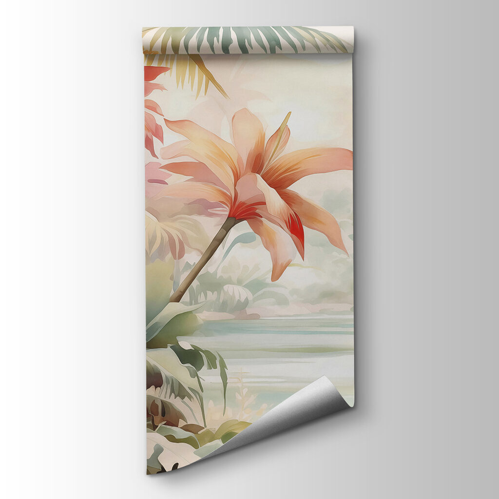 Painting of flowers and palm trees