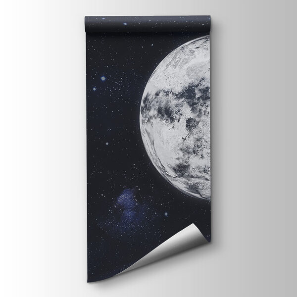 Moon in space with stars