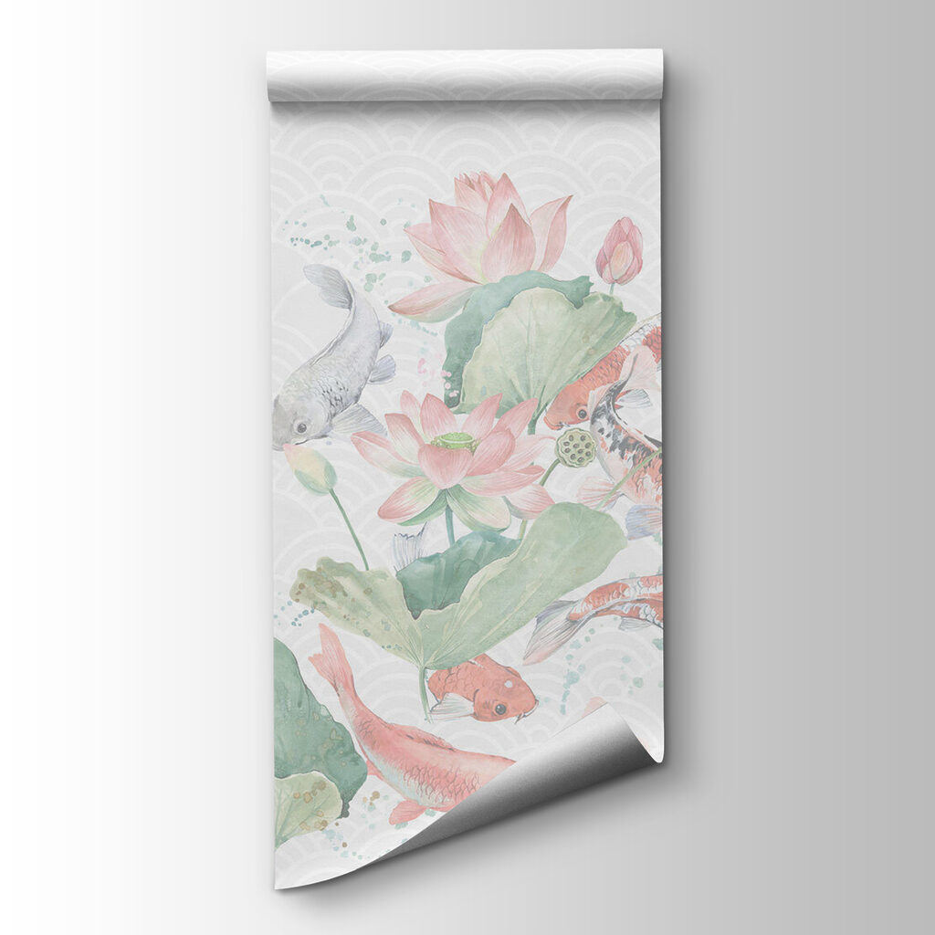 Watercolor fish and flowers