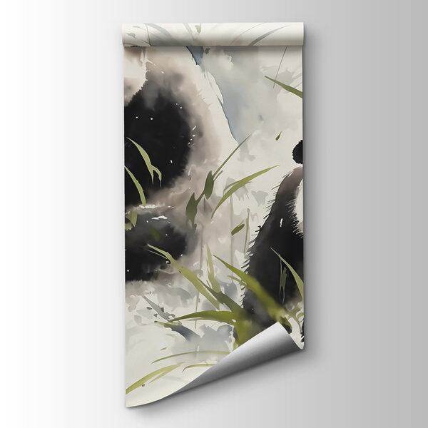 Couple of pandas in grass