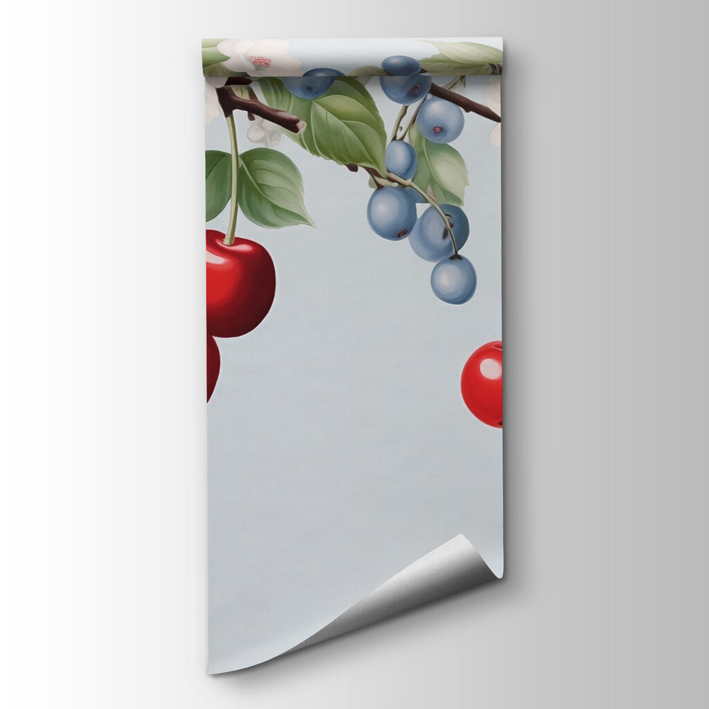 Cherry and blueberry on a branch Cherry and blueberry on a branch