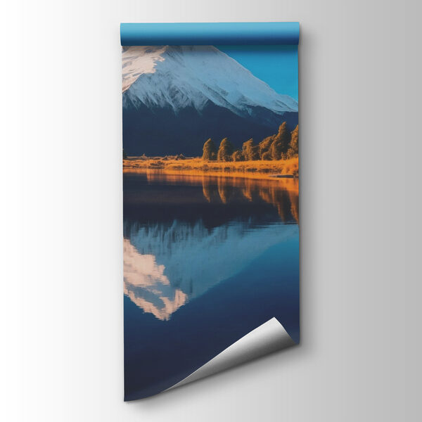 Mountain with trees and a body of water Mountain with trees and a body of water