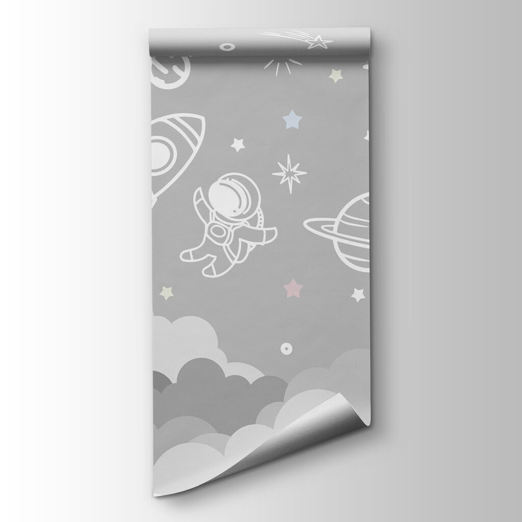 Space scene with clouds and stars