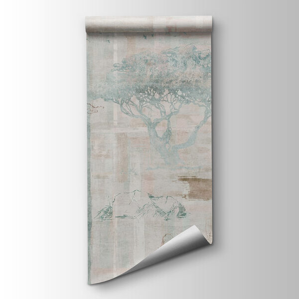 Wallpaper with trees and birds