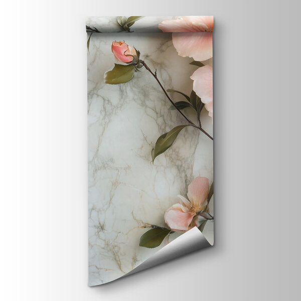 Group of pink flowers on a marble surface