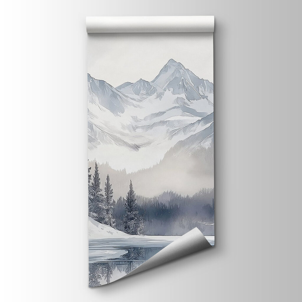 Lake surrounded by snow and mountains