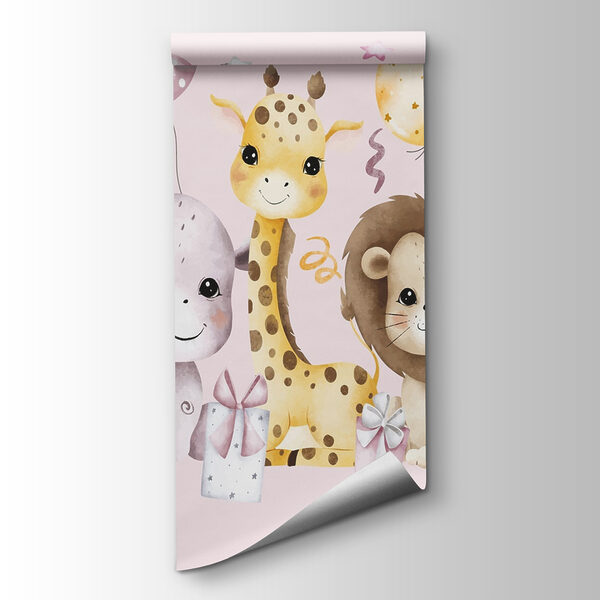 Group of animals with balloons