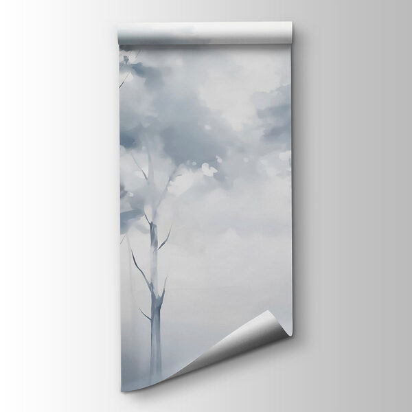 Group of trees in a foggy forest