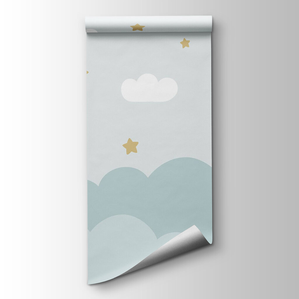 Cartoon elephant and moon in the sky