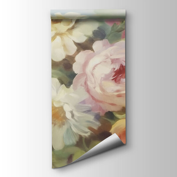 Painting of flowers on a blue background Painting of flowers on a blue background