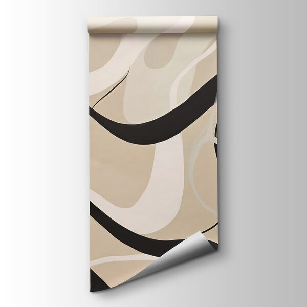 Black and white swirls on a tan background