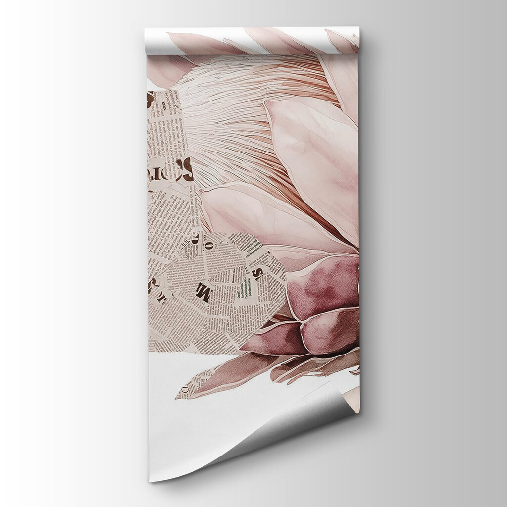 Flower with newspaper and leaves Flower with newspaper and leaves