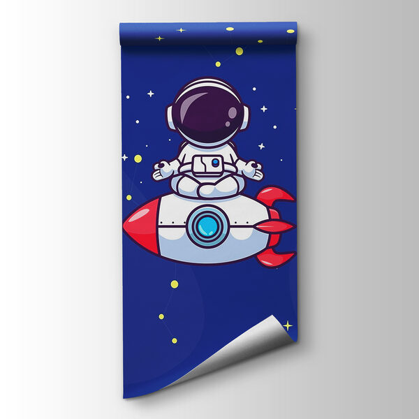 Cartoon astronaut in space