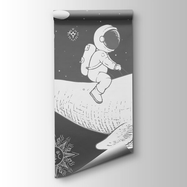 Drawing of a person riding a whale