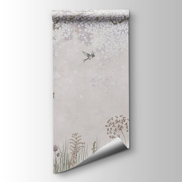 Painting of a garden with flowers and butterflies Painting of a garden with flowers and butterflies