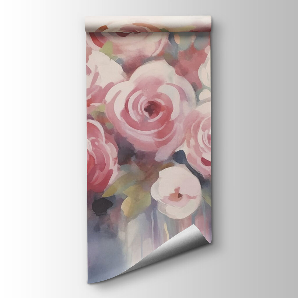 Painting of flowers on a white surface