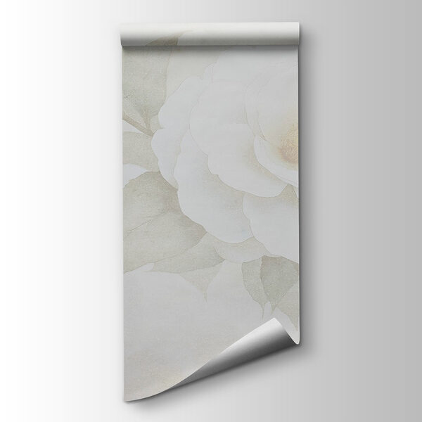 White flower with green leaves White flower with green leaves