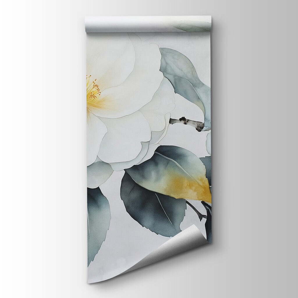 White flower with green leaves