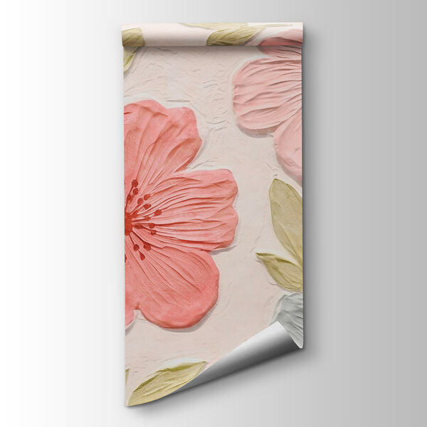 Wall with flowers and leaves