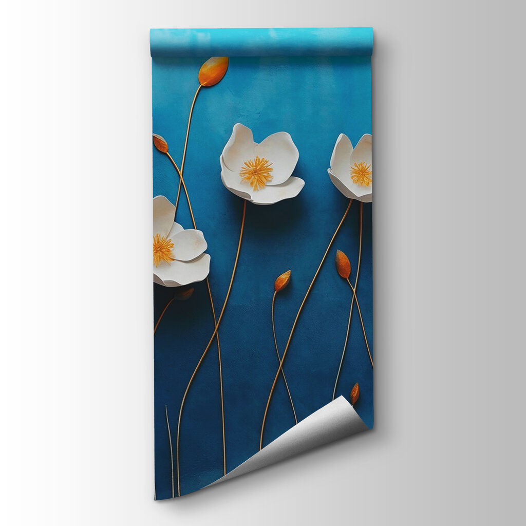 Group of white flowers on a blue background Group of white flowers on a blue background