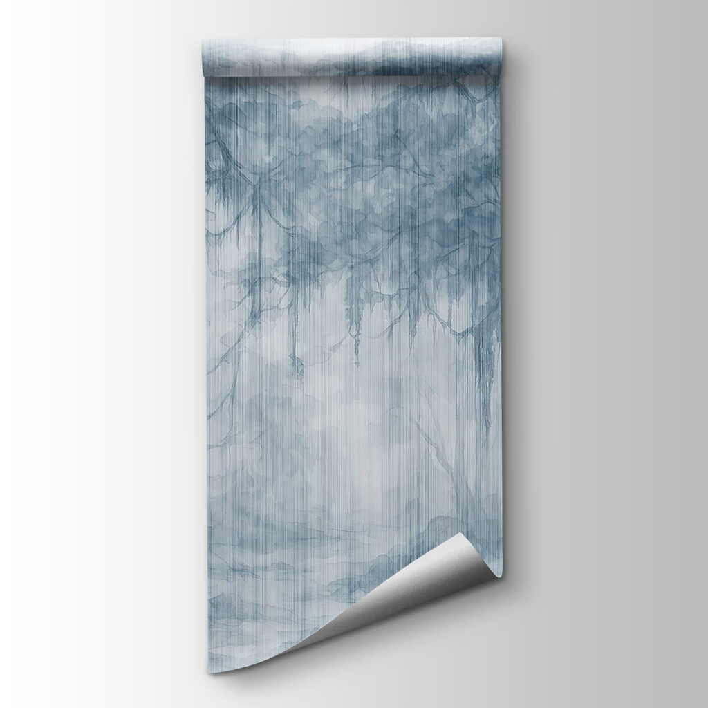 Group of trees in a foggy forest Group of trees in a foggy forest