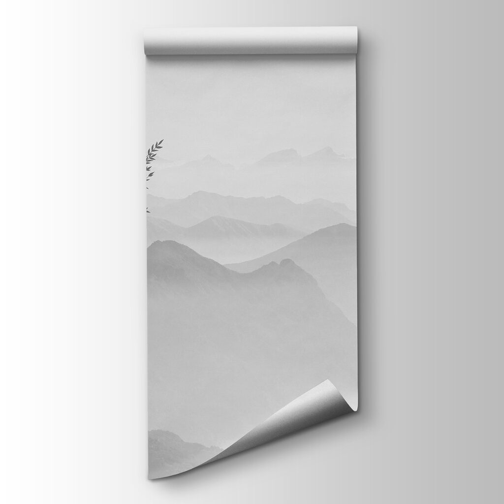 A landscape with mountains and plants