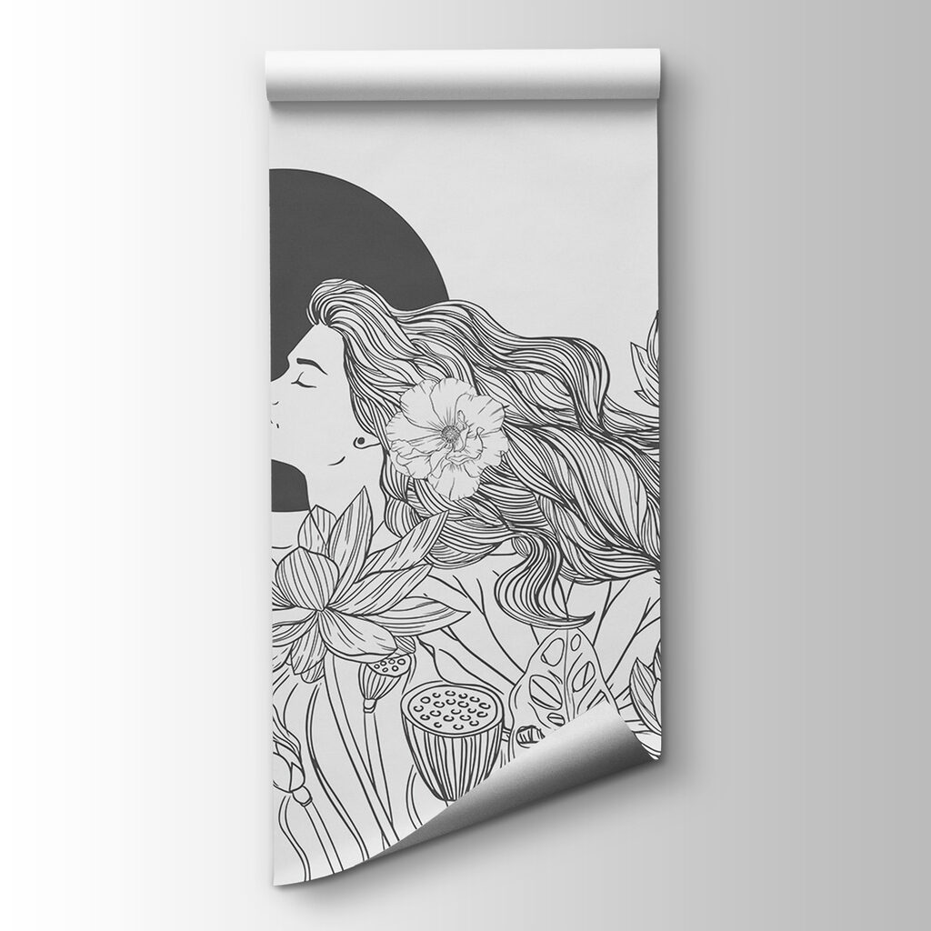 Woman with long hair and flowers Woman with long hair and flowers