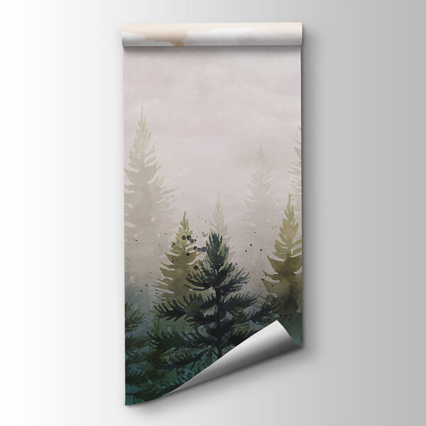 Painting of trees in the fog