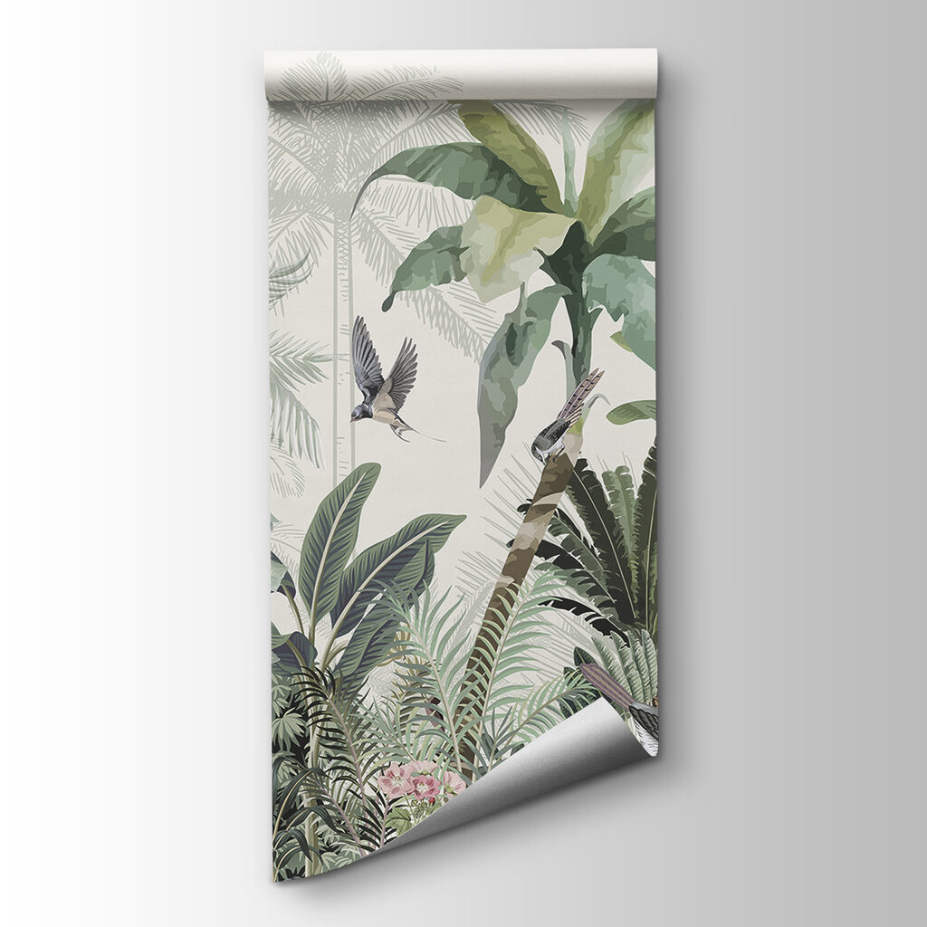 Wallpaper with a tropical forest