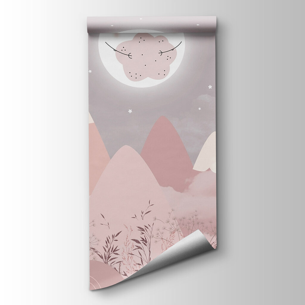 Landscape of mountains and the moon Landscape of mountains and the moon