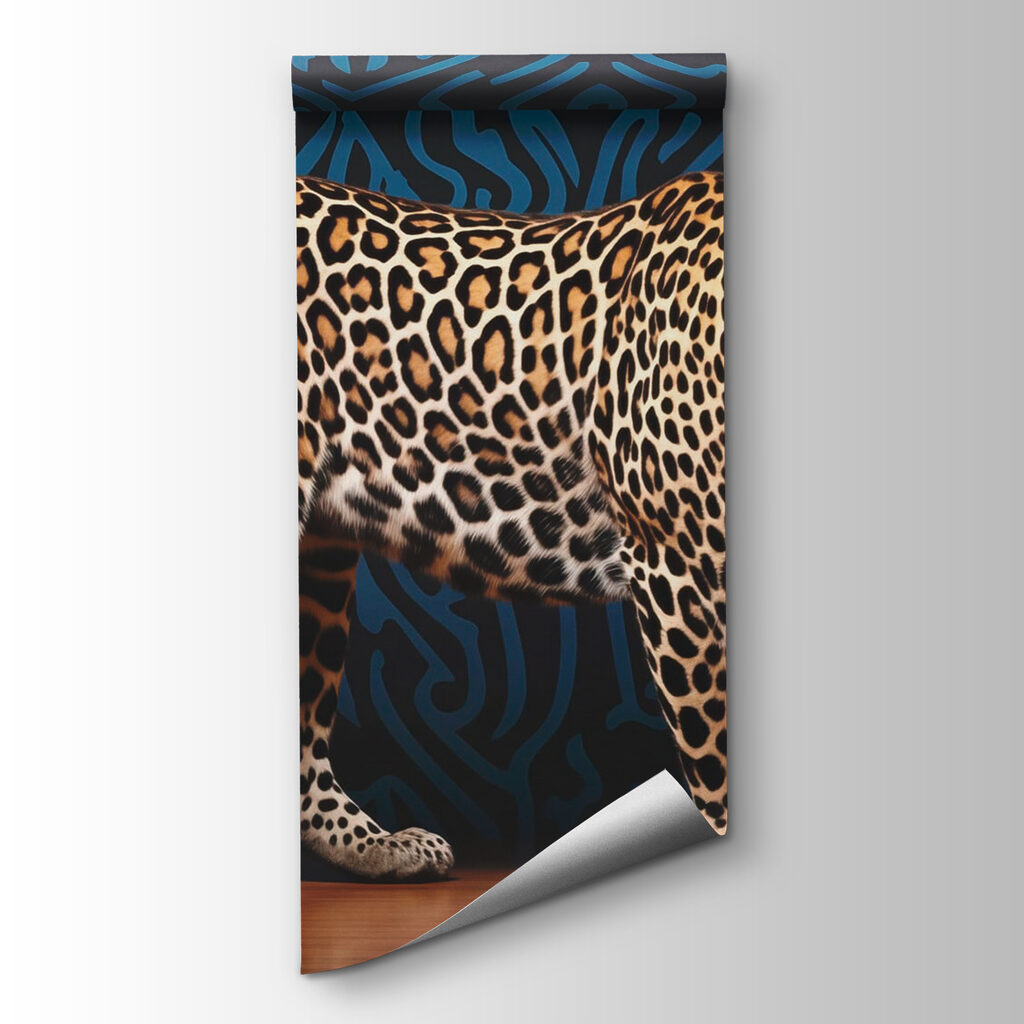 Leopard standing on a wood floor Leopard standing on a wood floor