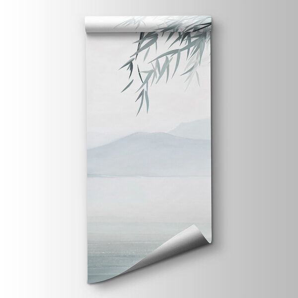 Water and trees with mountains in the background Water and trees with mountains in the background