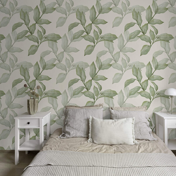 Wall murals Wall murals Pattern of leaves on a white background (SKU: t00384)