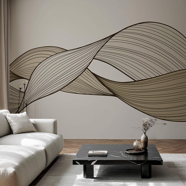 Wall murals Wall murals Brown and black wavy lines (SKU: t00385)