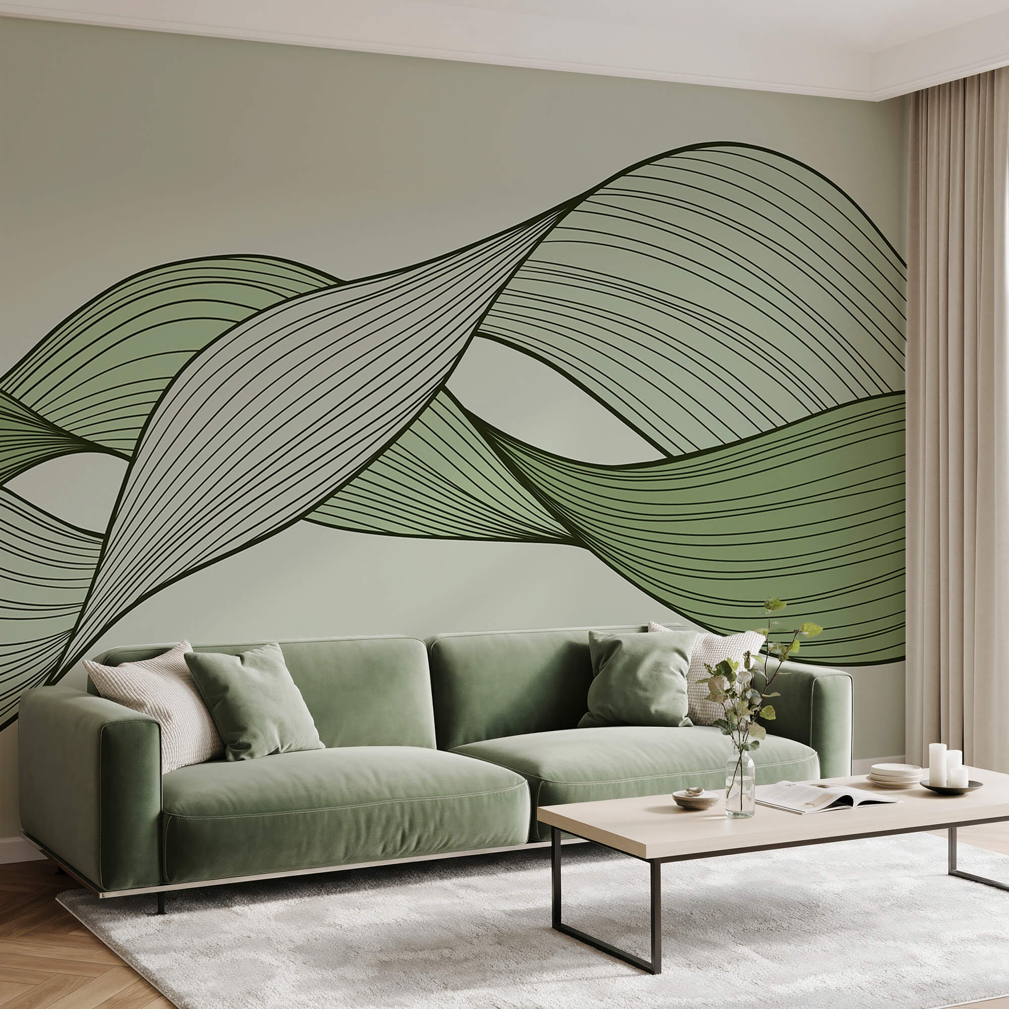 Green and black wavy lines