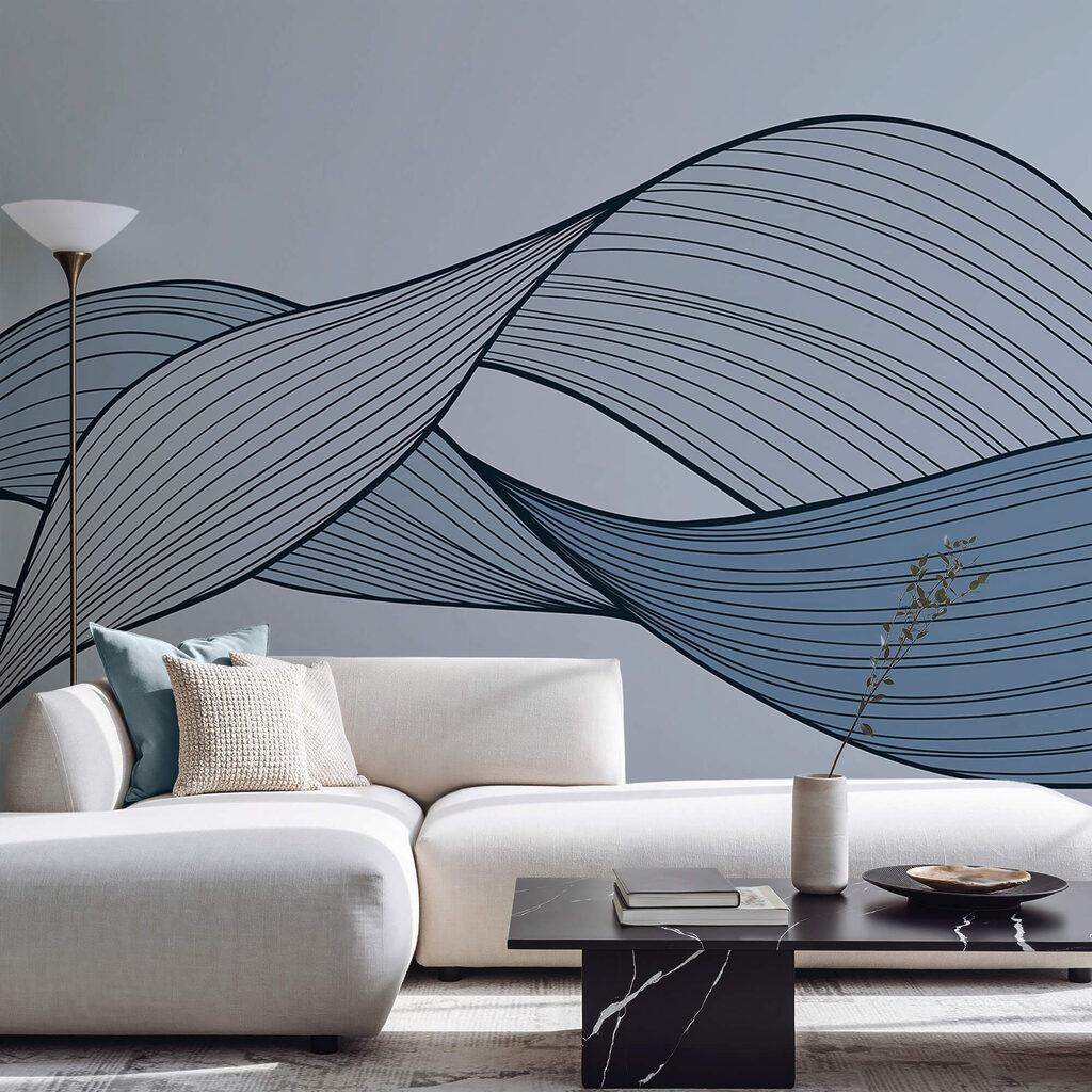 Blue and black wavy lines