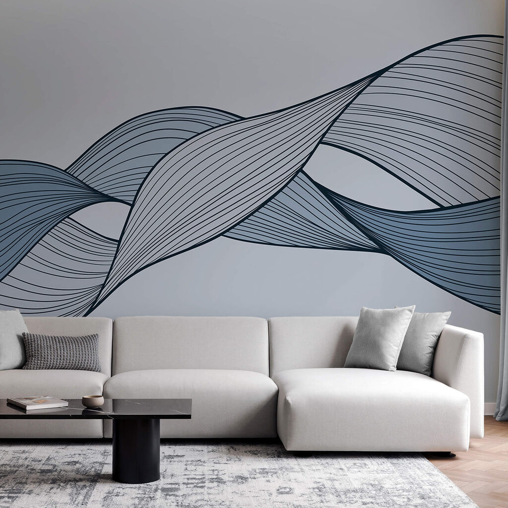 Blue and black wavy lines