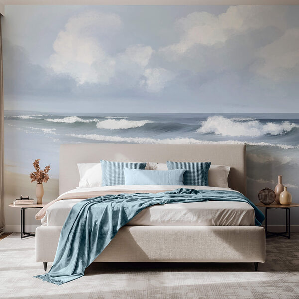 Beach with waves crashing on the shore