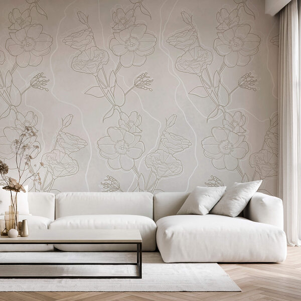 Wall murals Wall murals White and brown floral pattern (SKU: t00390)