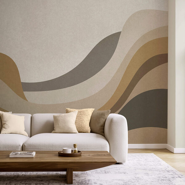 Wall murals Wall murals Brown and grey wavy lines (SKU: t00393)