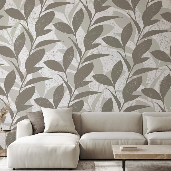 Pattern of leaves on a white background