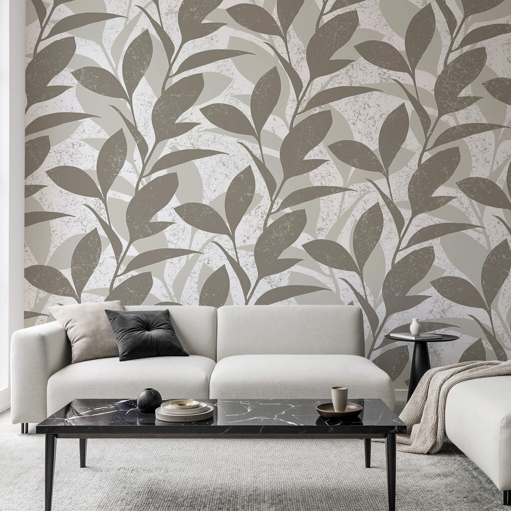 Pattern of leaves on a white background